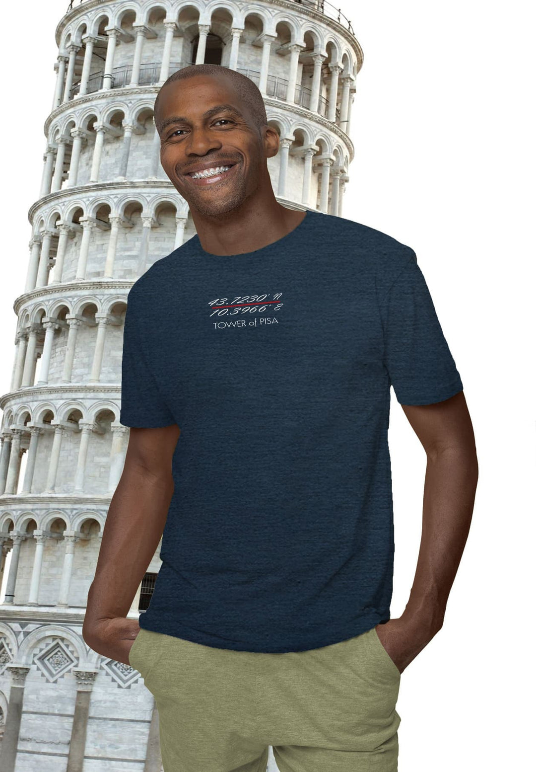 In his blue tee, he radiates joy, each pose outside a snapshot of happiness, moments of blissful memories.