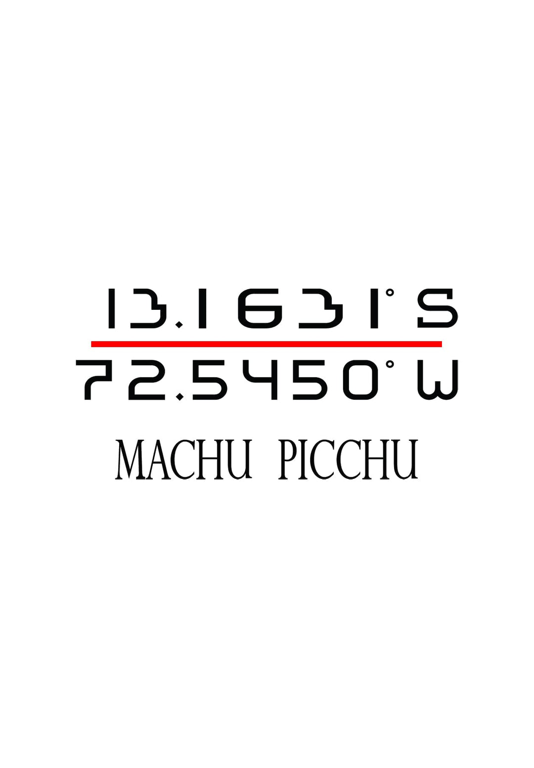 The photograph is showcasing the precise geographical coordinates of Machu Picchu.