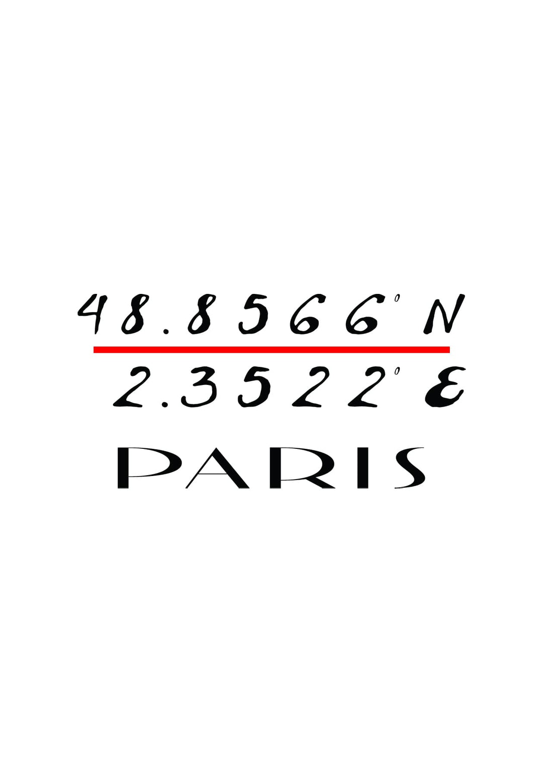 The fashion-forward statement is made with a photo featuring the GPS coordinates of Paris, France.