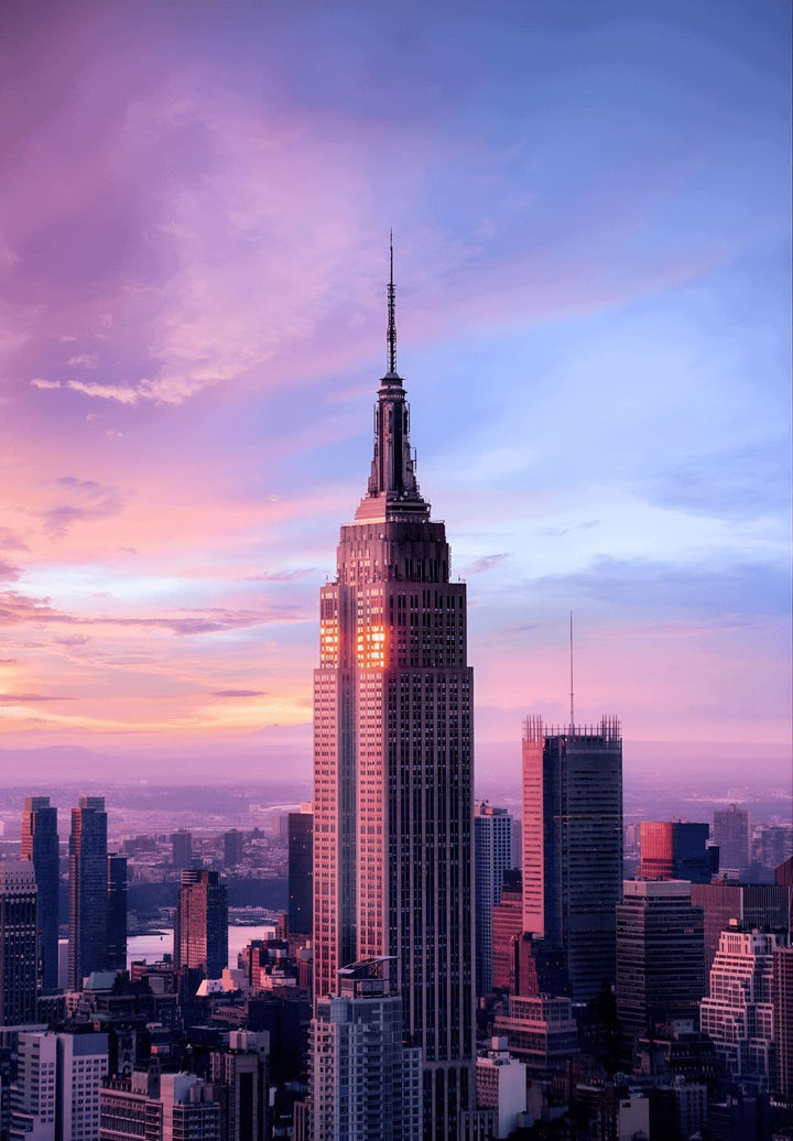 A multitude of windows afforded a view of the setting sun over the Empire State Building.