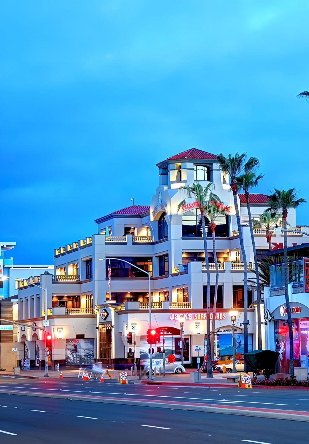 The Downtown Central District of Huntington Beach, California.