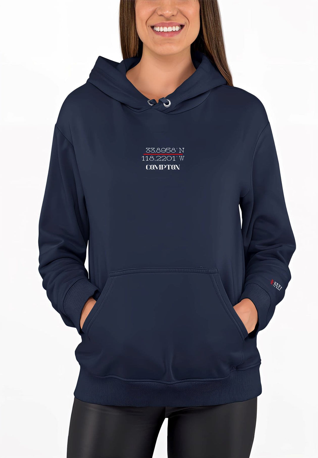 Her navy blue hoodie was the palette from which she painted memories of elegance and ease.