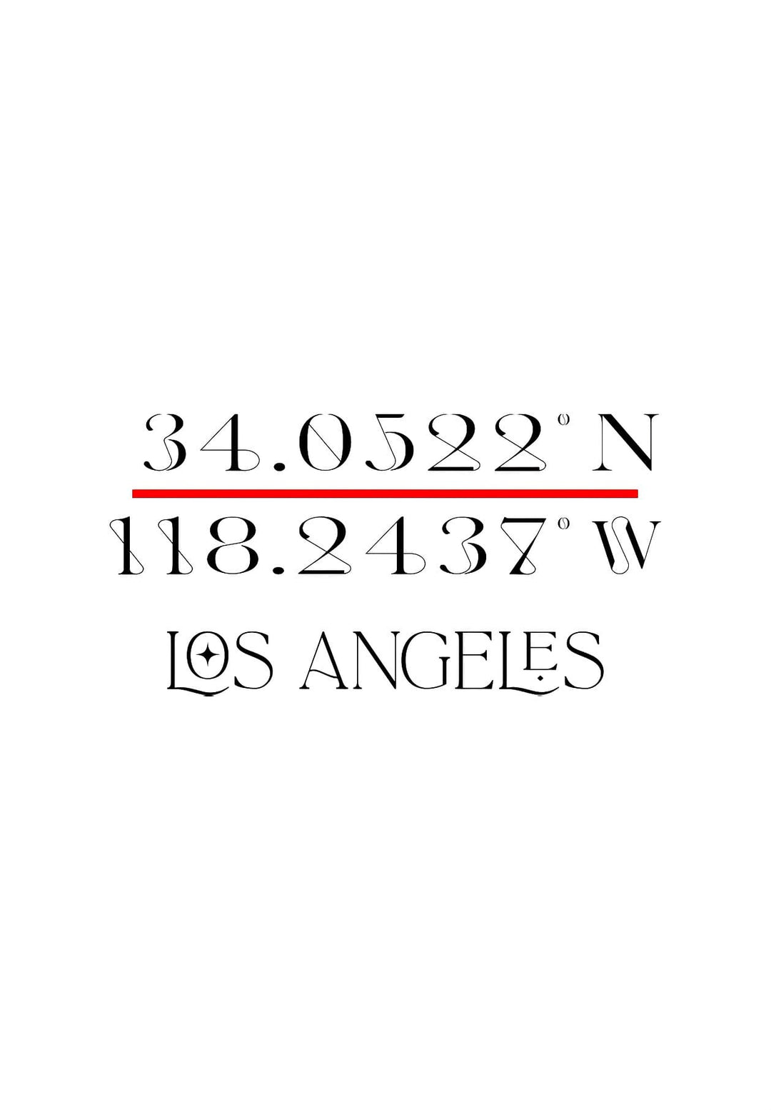 The Los Angeles, California city logo is a set of black and white GPS coordinates.