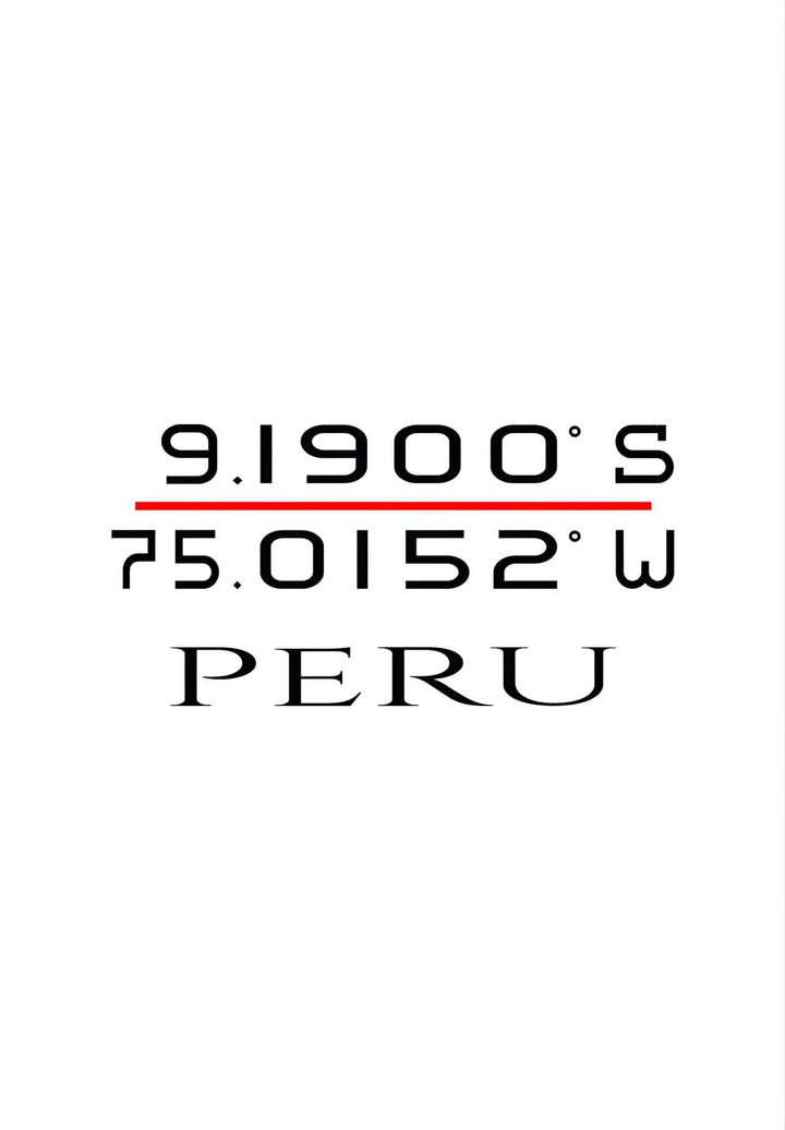 The geographical coordinates of Peru, as determined by the Global Positioning System (GPS).