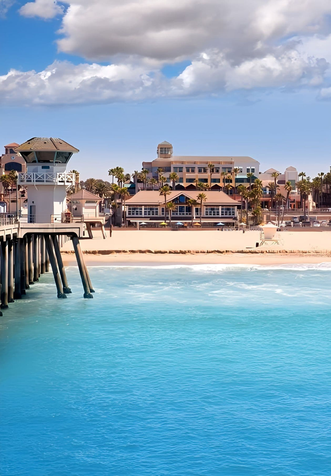 A section of the Huntington Beach Pier that extends into the water.