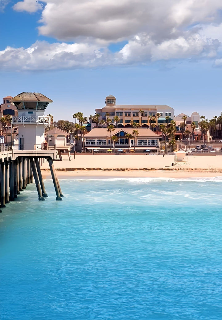 A section of the Huntington Beach Pier that extends into the water.