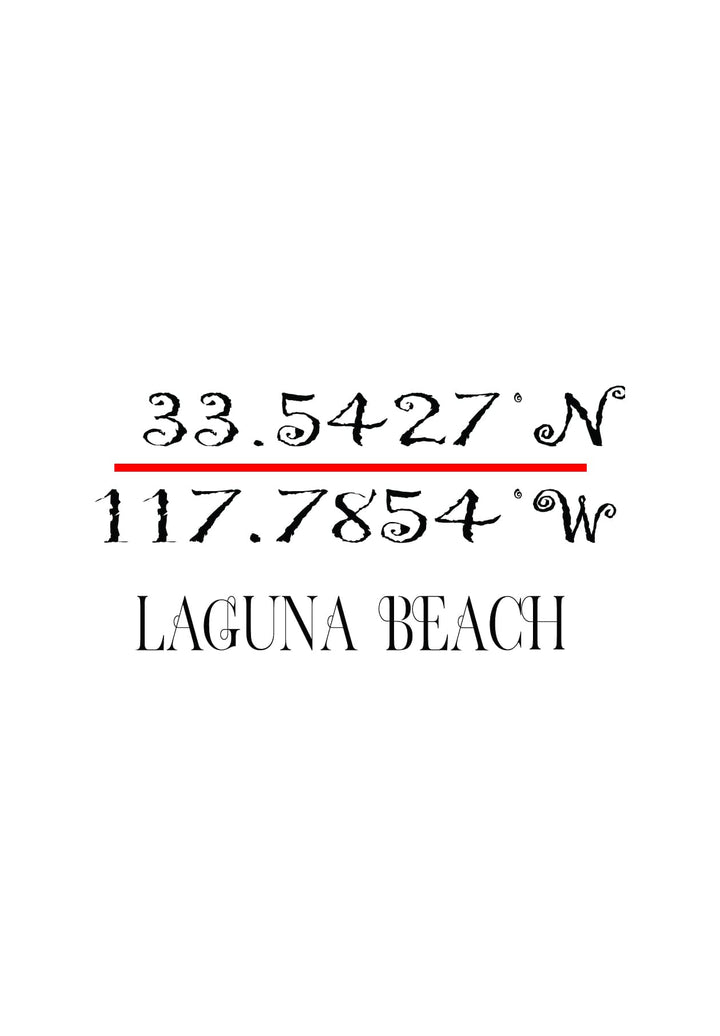 The geographical coordinates denoting the location of Laguna Beach. 