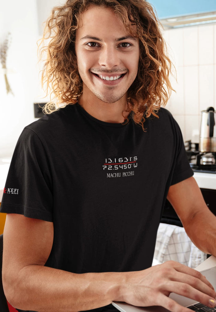 With flowing locks and a black Machu Picchu tee, he creates, each keystroke a journey echoing ancient wonders.