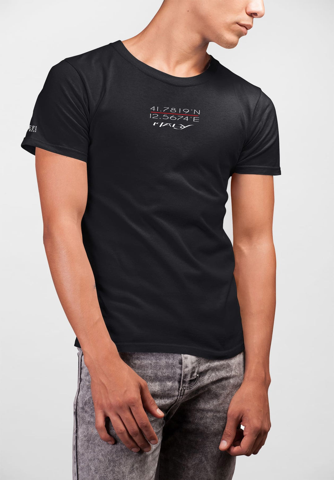 In a black tee, the white coordinates become a canvas that narrates a tale of adventures, heartfelt connections, and memories.