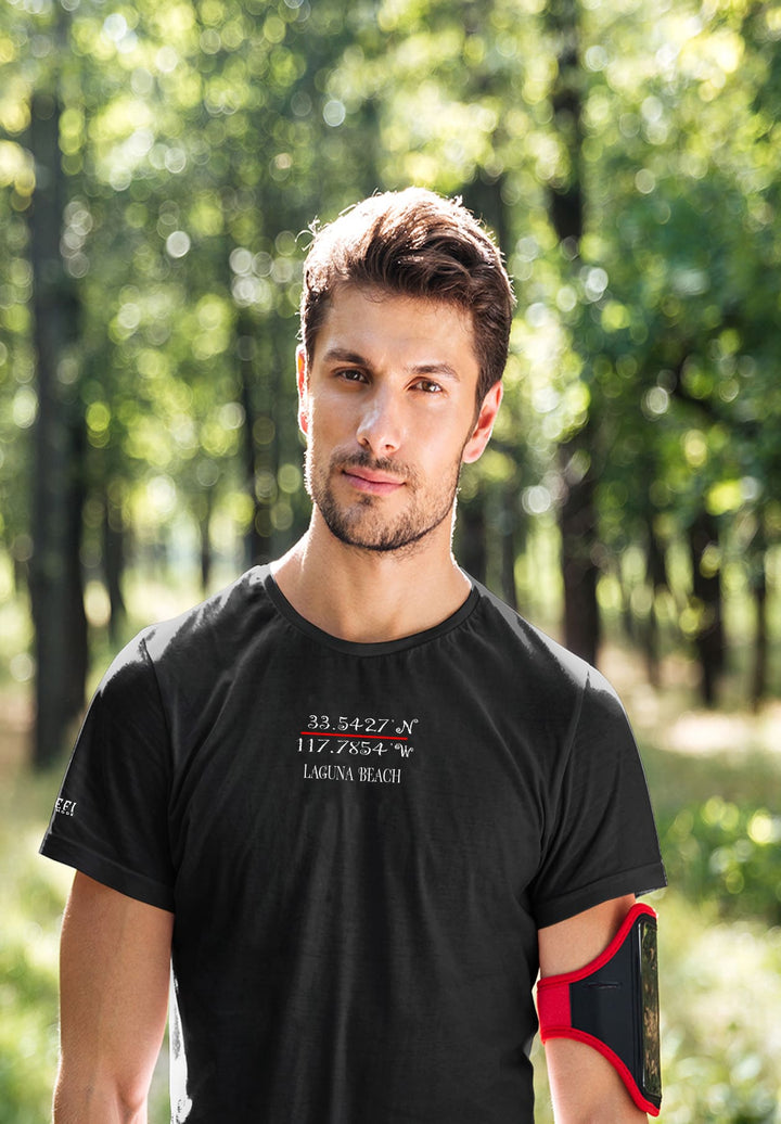 In his black T-shirt, he strolled the trail, emotions intertwining with nature's serenity, a soul-searching expedition.