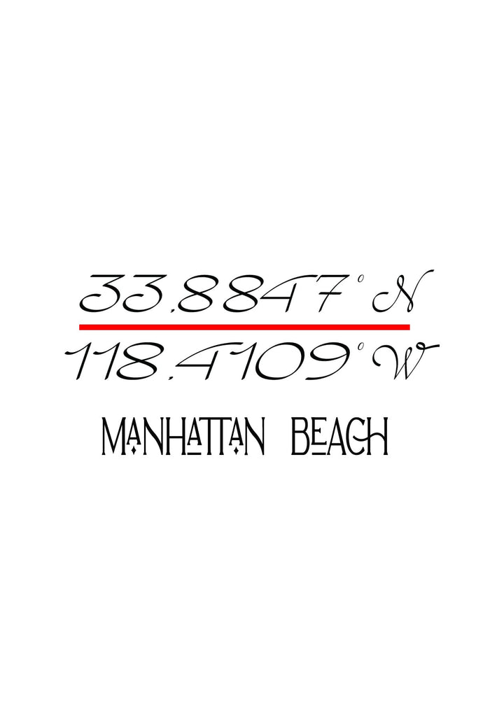 The GPS coordinates of Manhattan Beach.