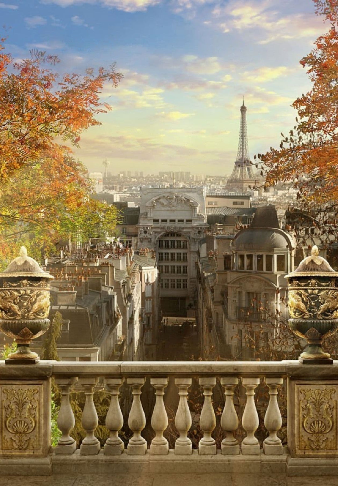 A higher-altitude observation of Montmartre in Paris, France.