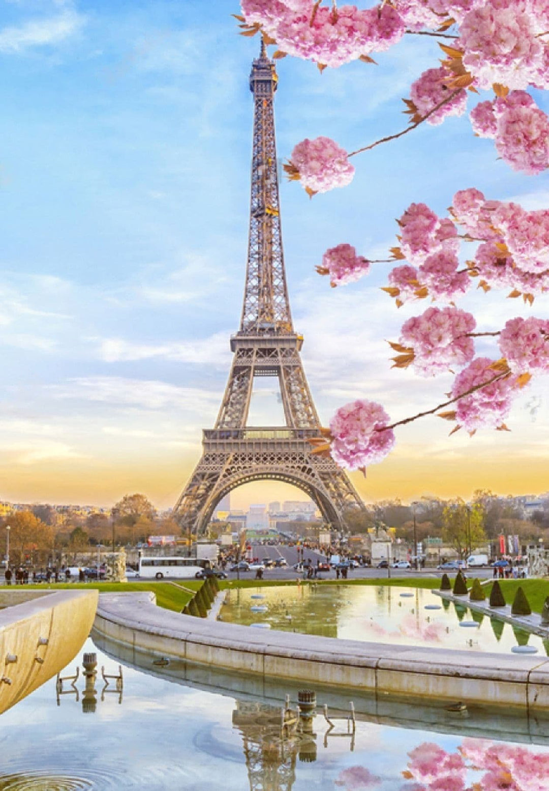   A picture that beautifully captures the Eiffel Tower in Paris.