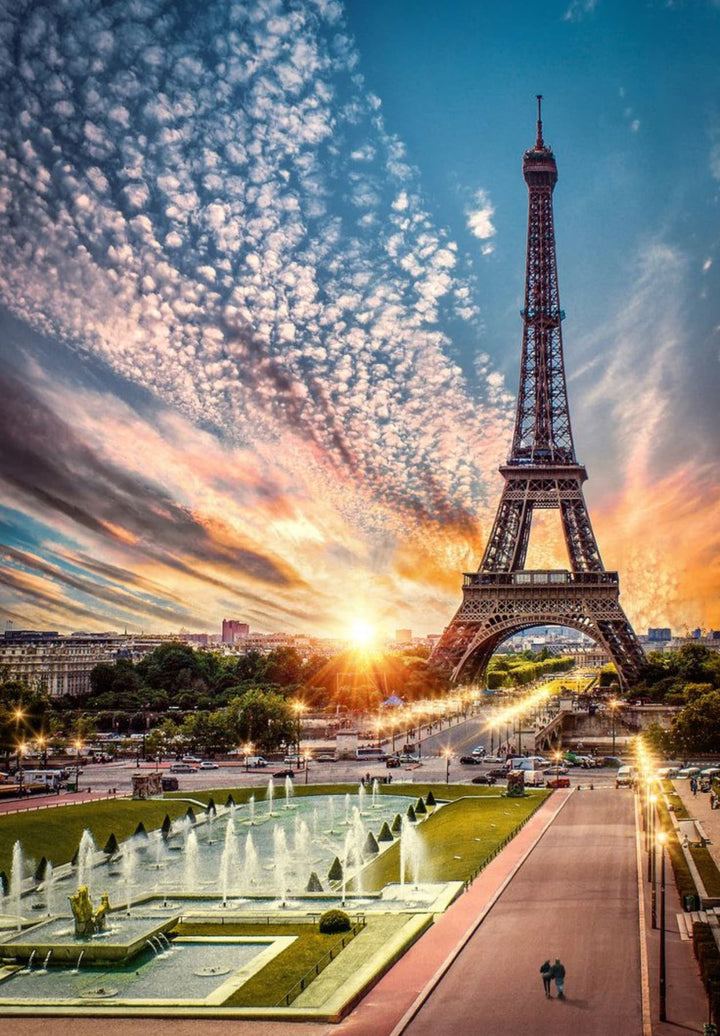 The Eiffel Tower, a symbol of everlasting beauty and architectural brilliance, towers over Paris. 