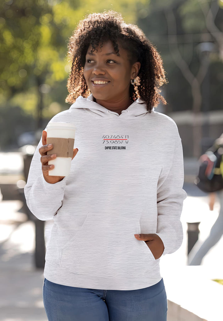 With her wavy hair and the coordinates of the Empire State Building on her gray pullover hoodie, she effortlessly embodied the spirit of New York City.