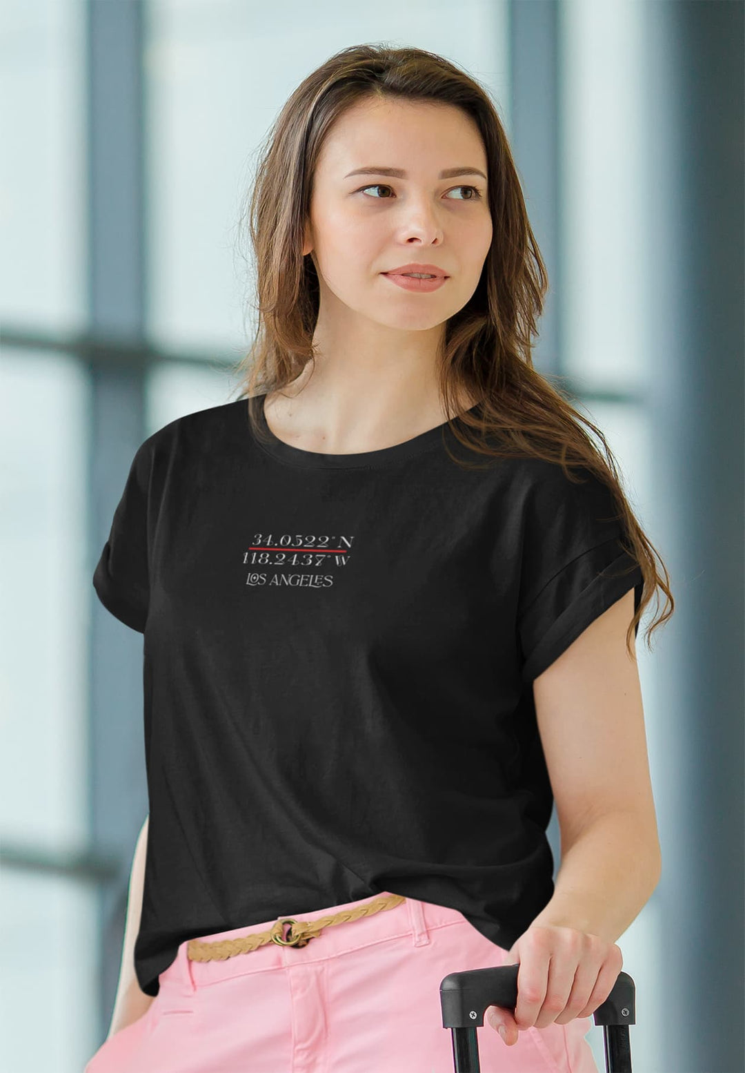 A exciting new world awaits a young woman in a black t-shirt as she sets out on a path of self-discovery.